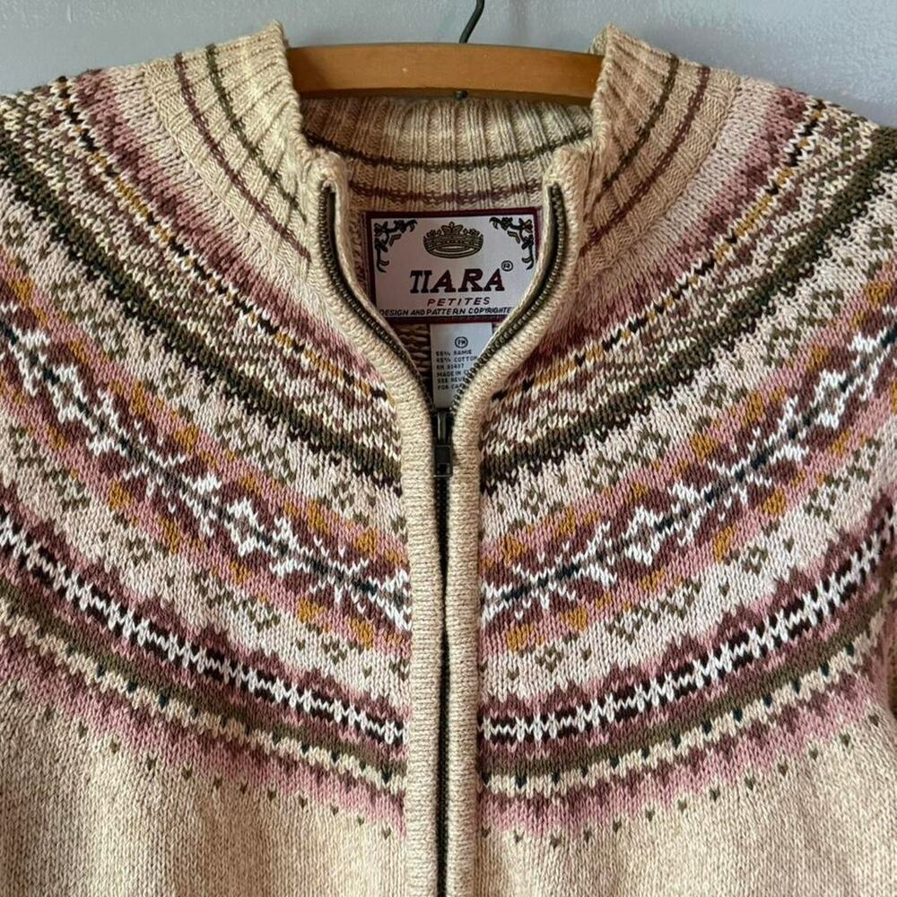 Vintage fair isle zip cardigan sweater (PM)